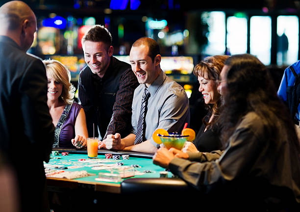 Live blackjack table with dealer and players